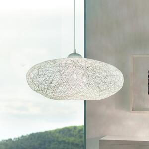 EGLO Campilo lampă suspendată textilă în alb, reglabil, Alb, Camera de zi / sufragerie, Țesătură / Textil, Modern
