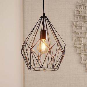 EGLO Carlton suspendată, design tip cușcă, neagră Ø31cm, reglabil, Negru, Camera de zi / sufragerie, Metal, Vintage