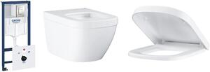 Set vas WC Grohe Euro Ceramic 3932800H, cadru ascuns cu buton de acționare Grohe Rapid SL 39449000, 39330001