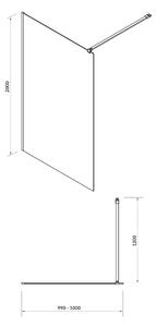 Cersanit Mille perete cabină de duș walk-in 100 cm crom luciu/sticla transparentă S161-001