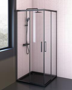 Oltens Breda cabină de duș 90x90 cm pătrat negru mat/sticlă transparentă 20006300