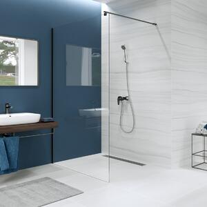 Cersanit Mille perete cabină de duș walk-in 120 cm negru mat/sticla transparentă S161-004