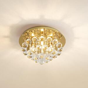 Lindby Plafonieră Gillion, 4 becuri, aur, cristal, Ø 35cm, reglabil, Auriu / Alamă, Camera de zi / sufragerie, Cristal, Design