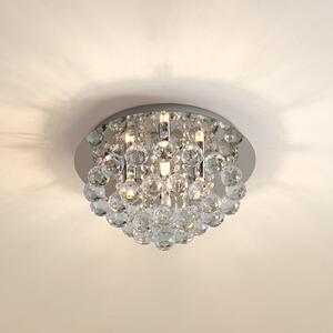 Lindby plafonieră Antonino, 4 becuri, crom, cristal, 35cm, reglabil, Metalic, Camera de zi / sufragerie, Cristal, Modern