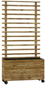 Outsunny Jardiniera inaltata verticala cu 4 roti si suport pentru plantele cataratoare, din lemn de brad, 76x30x155cm, alb | Aosom Romania