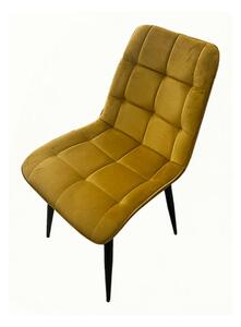 Scaun CHIC, galben curry/negru stofa catifelata/metal, 50x58x88 cm