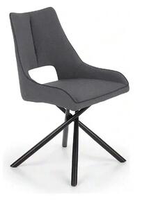 Scaun tapitat K409, gri inchis/negru, stofa clasica/metal, 49x52x84 cm
