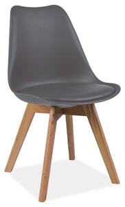 Scaun dining Kris, gri/stejar, piele ecologica/lemn, 49X43X83 cm