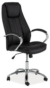 Scaun de birou Q-036, negru/crom, piele ecologica/metal/cauciuc, 61x53