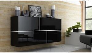 Comoda GOYA, negru/negru lucios/alb, PAL laminat, 170x40x80 cm