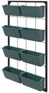 Outsunny Suport pentru Plante, 8 Ghivece Stivuibile, Rezistente la Intemperii, 52.5 x 14 x 90 cm, Gri + Negru | Aosom Romania