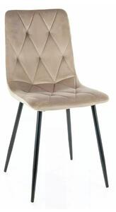 Scaun bucatarie cu spatar TOM, bej/negru, stofa catifelata/metal, 45x3