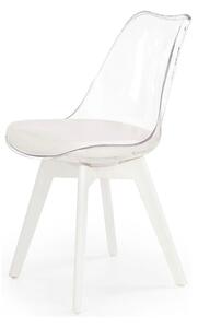 Scaun bucatarie K245, alb/transparent, piele ecologica/policarbonat, 4