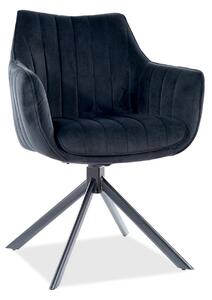 Scaun living rotativ AZALIA, negru, stofa catifelata/metal, 61x44x86 c
