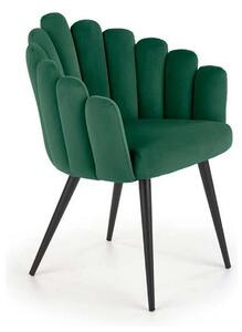 Scaun tapitat K410, verde/negru, stofa catifelata/metal, 65x62x85 cm