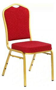 Scaun conferinta K66, rosu/auriu, stofa clasica/metal, 45X48X93 CM