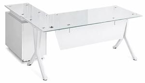 Birou Evolution cu blat din sticla si dulap lateral fix - dimensiuni 1800*800*750 mm
