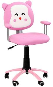 Scaun de birou copii roz KITTY, piele ecologica, 54x49x76/86 cm