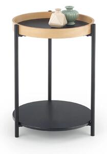 Masuta cafea Rolo, stejar natural/negru, otel/placaj curbat, 44x44x55