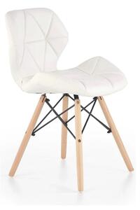 Scaune living K281, alb/stejar, piele ecologica/lemn, 48X51X74 CM