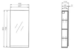 Cersanit Moduo dulap 40x14.4x80 cm agățat lateral gri S590-033-DSM