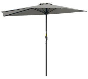 Outsunny Umbrela Semicirculara de Perete pentru Gradina cu Deschidere cu Manivela din Poliester, Gri 269x138x236cm | Aosom Romania