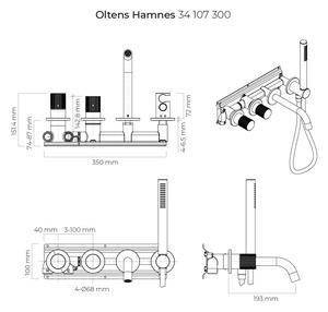 Oltens Hamnes baterie cadă-duș ascuns negru 34107300