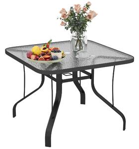 Outsunny Masă de Grădină pentru 4 Persoane cu Gaură pentru Umbrelă Ø54 mm, 96,5x96,5x70 cm, Negru | Aosom Romania