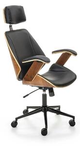 Scaun birou piele ecologica IGNAZIO, negru/nuc, placaj indoit/metal, 6