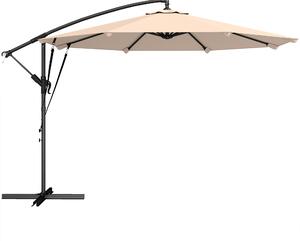 Outsunny Umbrelă cu Braț Lateral 3 m, Umbrelă Banana cu Manivelă, Culoare Bej | Aosom Romania