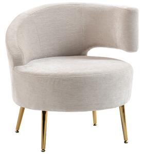HOMCOM Scaun Modern pentru Living cu Spătar Arcuit și Arcuri Individuale, Tapițat cu Chenille, Spumă, Lemn și Oțel, 69x65x67 cm, Crem și Auriu | Aosom Romania