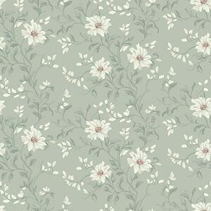 Tapet Flori albe cu frunze agitate, Tapet rustic, a00001 : Uwalls.ro