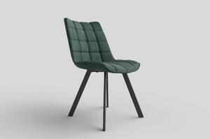 Scaun tapitat stofa K332, verde inchis/negru, catifea/metal, 46x61x84