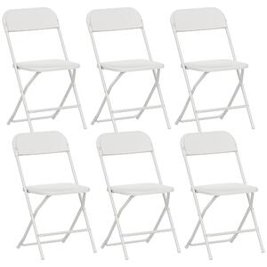 HOMCOM Set de 6 Scaune Pliabile din PP cu Orificii de Drenaj, Scaune Pliabile Salva-Spațiu Portabile din Oțel, Scaun Pliabil de Interior pentru Casă, Birou, Bucătărie, Evenimente, 45x49x79,5 cm, Alb | Aosom Romania