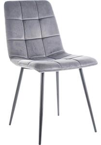 Scaun tapitat MILA, gri, stofa catifelata/metal, 47x45x87