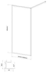 Cersanit Larga perete cabină de duș walk-in 120 cm negru mat/sticla transparentă S932-140