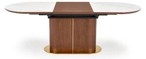 Masa extensibila GIBSON, alb/nuc/auriu, piatra sinterizata, 160/220x90