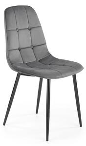 Scaun tapitat K417, gri/negru, stofa catifelata/metal, 46x56x87 cm