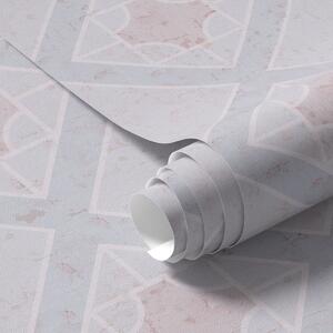 Tapet Romburi albe cu centru roz pe fundal albastru, Tapet abstract, a00010v1 : Uwalls.ro