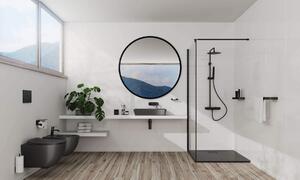 Deante Kerria Plus perete cabină de duș walk-in 90 cm negru mat/sticla transparentă KTS_N39P