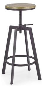 Scaun bar industrial H64, stejar/gri inchis, 30x30x63/80 cm