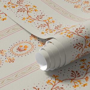 Tapet Ornament geometric delicat cu flori și plante, Tapet Shaby Chic, a00031 : Uwalls.ro