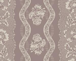 Tapet Ornament geometric delicat cu flori și linii curbe, Tapet vintage, a00033 : Uwalls.ro