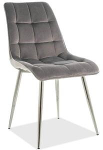Scaun CHIC, gri/crom, stofa catifelata/metal, 50x58x88 cm
