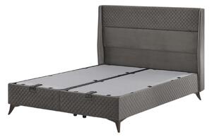 Pat BIO BALANCE 160x200, stofa catifelata gri - Zen 1188, cu somiera si spatiu depozitare