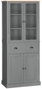 HOMCOM Dulap Cămară cu 5 Niveluri și Sertar Central, din MDF și PAL, 76x40x182,5cm, Gri | Aosom Romania