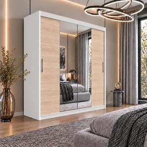Dressing Alex, 180x60x200cm, cu oglinda, Alb Sonoma, Pal 18 mm