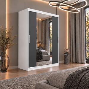 Dressing Alex, 120x60x200cm, cu oglinda, Alb Antracit, Pal 18 mm