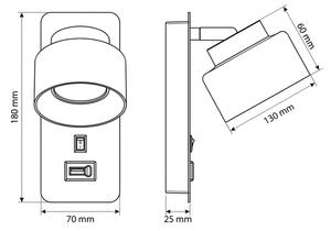 Brilagi - LED Aplica de perete cu port USB AURA LUX, 1xGX53/30W/230V, negru/auriu