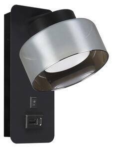 Brilagi - LED Lampă de perete AURA LUX cu port USB 1xGX53/30W/230V, negru/fumuriu